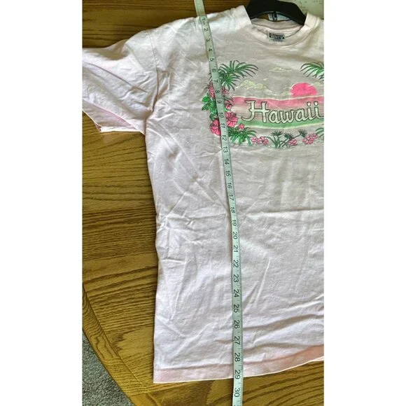 Vintage Hawaii Tshirt Neon Pink Single Stitch Graphics 1989 80s 90s1980s Read XL